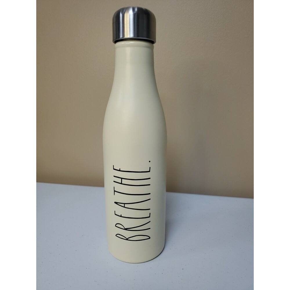 Rae Dunn Artisan "BREATHE" Insulated Stainless Steel Water Thermos Bottle 17 Oz
